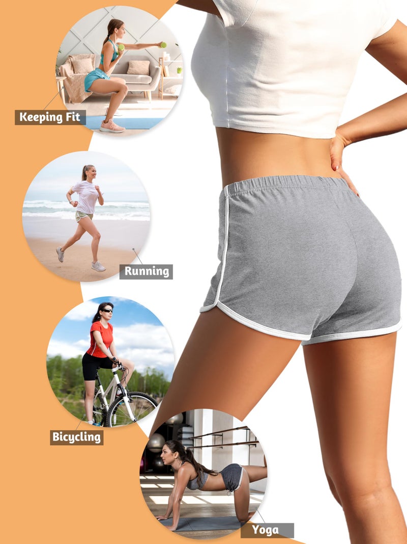 URATOT 4 Pack Yoga Short Pants Cotton Sports Shorts Gym Dance Lounge Shorts Dolphin Running Athletic Shorts for Women - Image 3